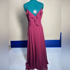 Lulus Burgundy Floor Length Bridesmaids Dress 10 XL - HAS A SNAG IN THE BACK